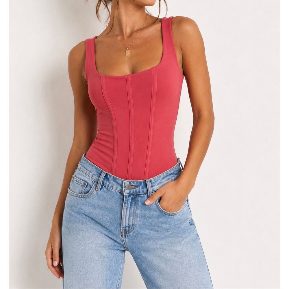 Blue Rain Mystree S Coral Corset Bodysuit Square Neck Y2K Going Out